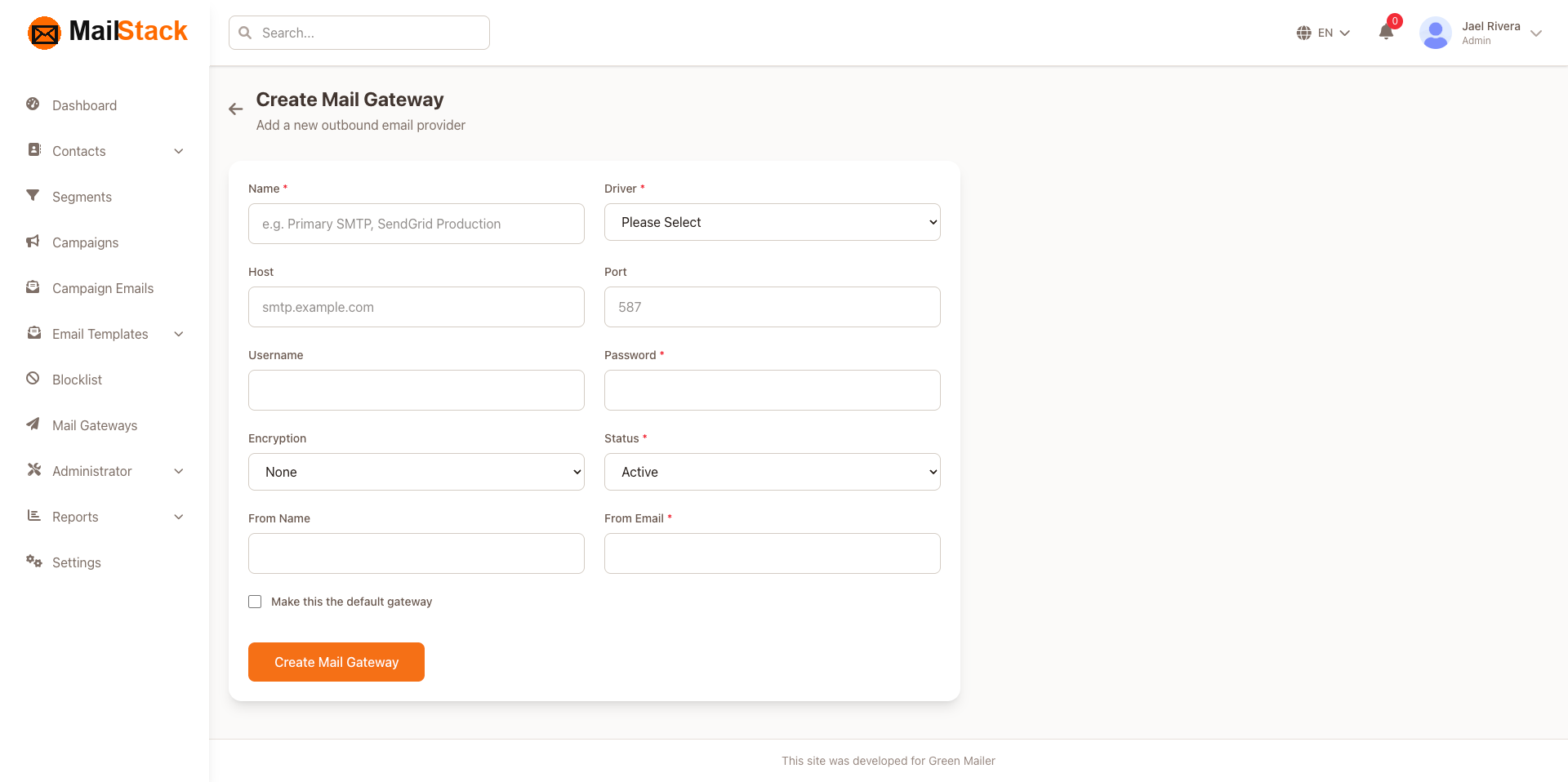 Mail Gateway Configuration